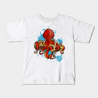 Octopus Attacking a Sub Kids T-Shirt